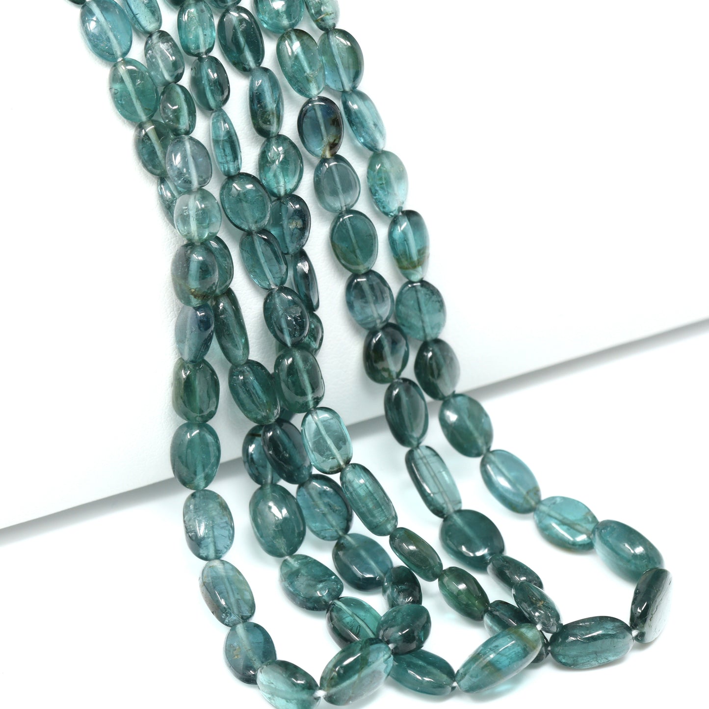 Blue Tourmaline 5x3mm – 10x7mm Smooth Ovals Bead Strand