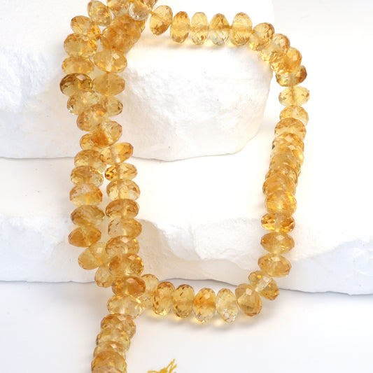 Yellow Orange Citrine 8mm Faceted Rondelles Bead Strand