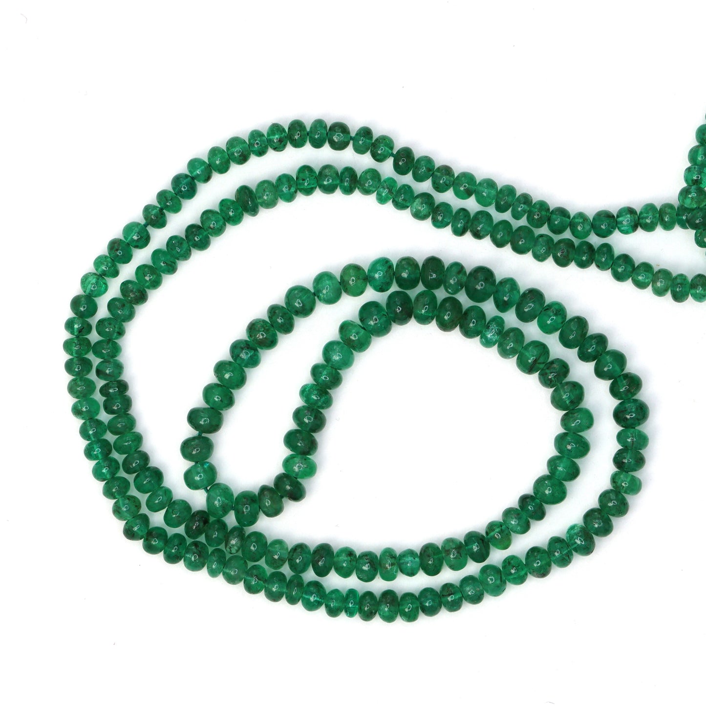 Green Emerald 3mm - 3.5mm Smooth Rondelles Bead Strand