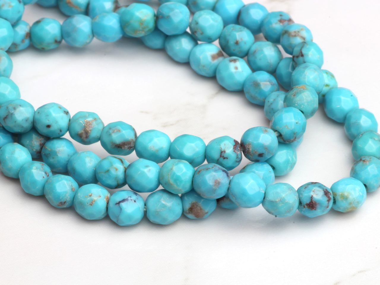 Natural Blue Turquoise 4mm Faceted Rounds