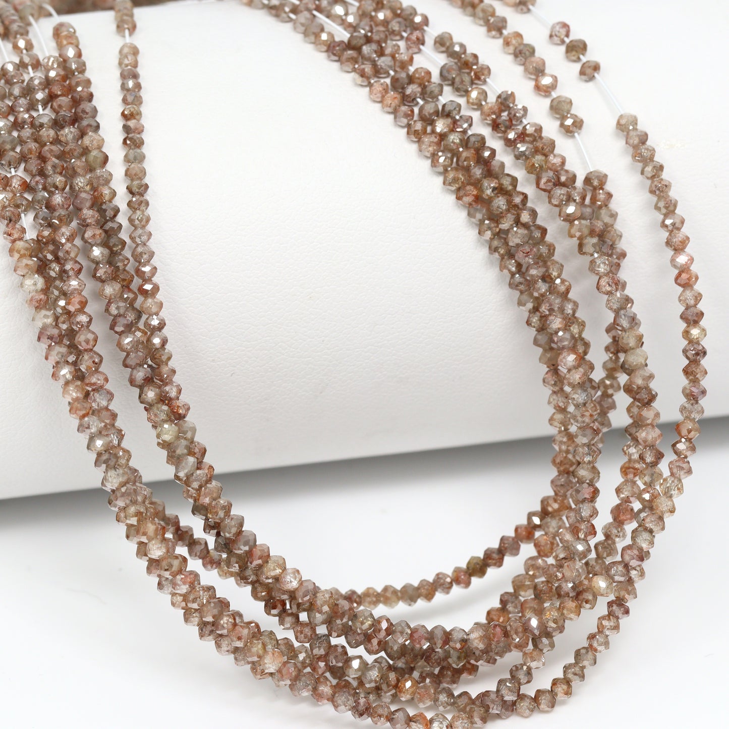 Brown Diamond 2mm – 2.7mm Hand Faceted Rounds Bead Strand
