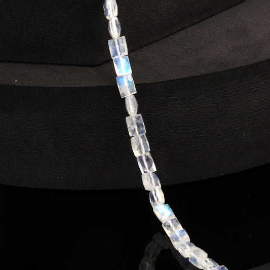 AA Blue Rainbow Moonstone 5x4mm Faceted Cushions