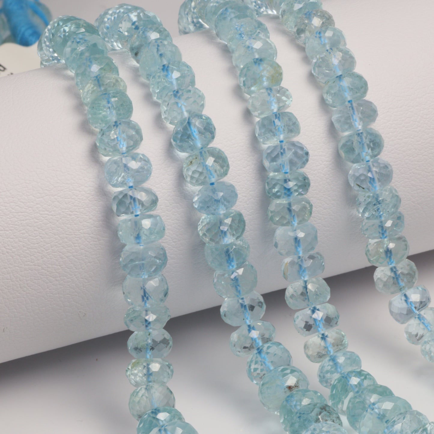 Blue Aquamarine 6mm Faceted Rondelles