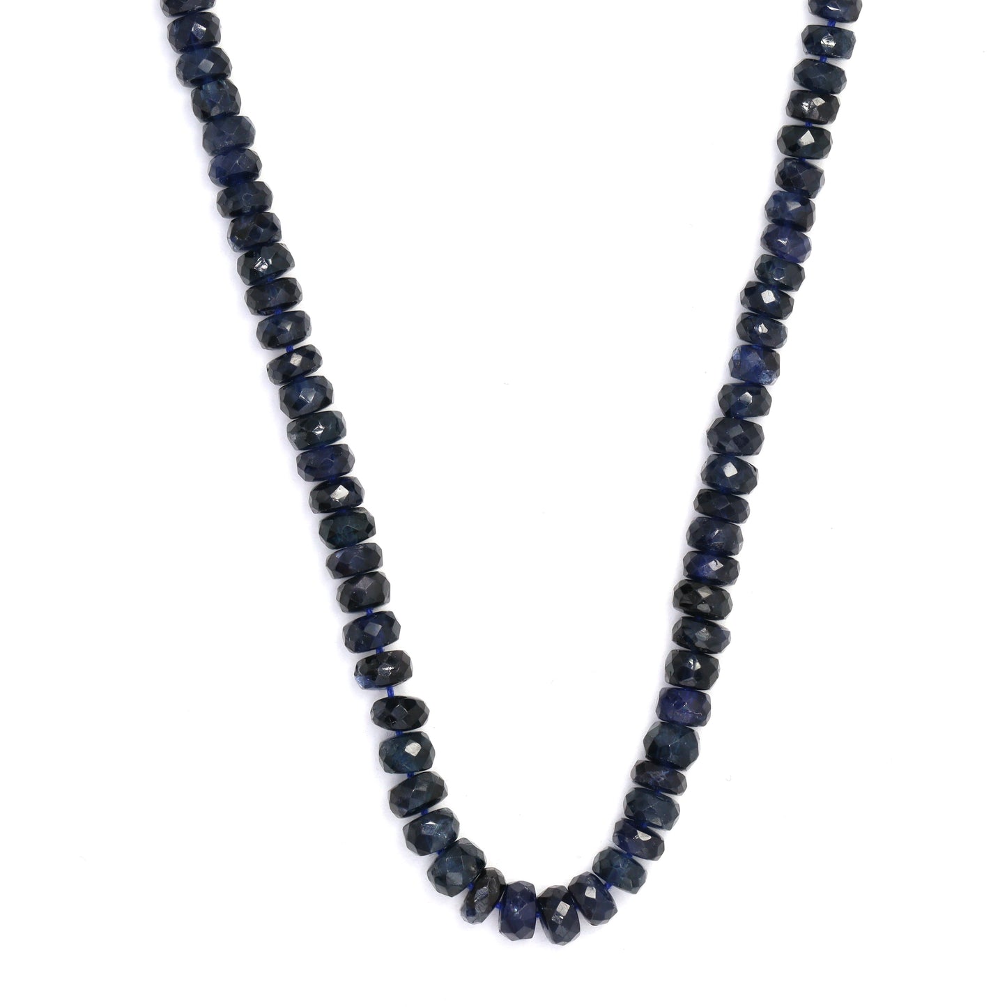 Deep Navy Blue Sapphire 4mm Hand Faceted Rondelles Bead Strand