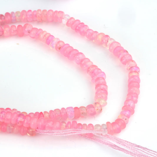 Pink Ethiopian Opal 3mm Smooth Rondelles Bead Strand