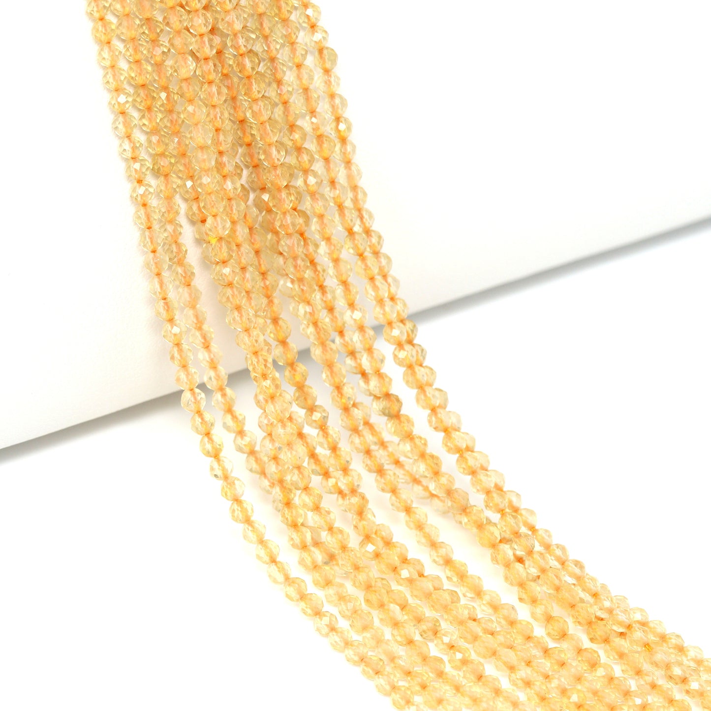 Light Yellow Citrine 2.5mm Faceted Rounds Bead Strand
