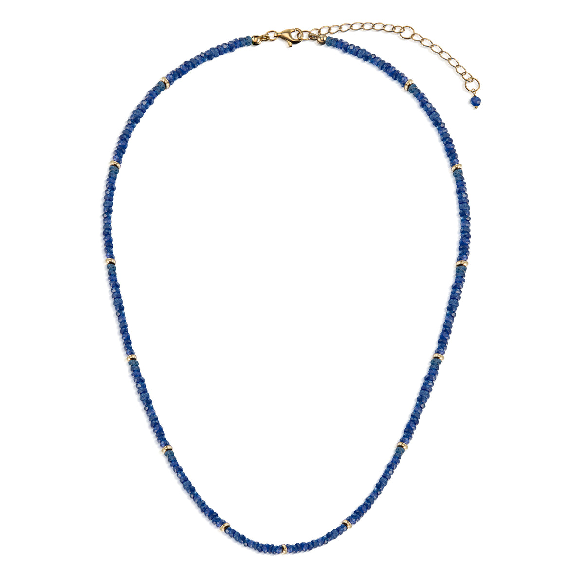 18k Blue Sapphire and Gold Bead Necklace