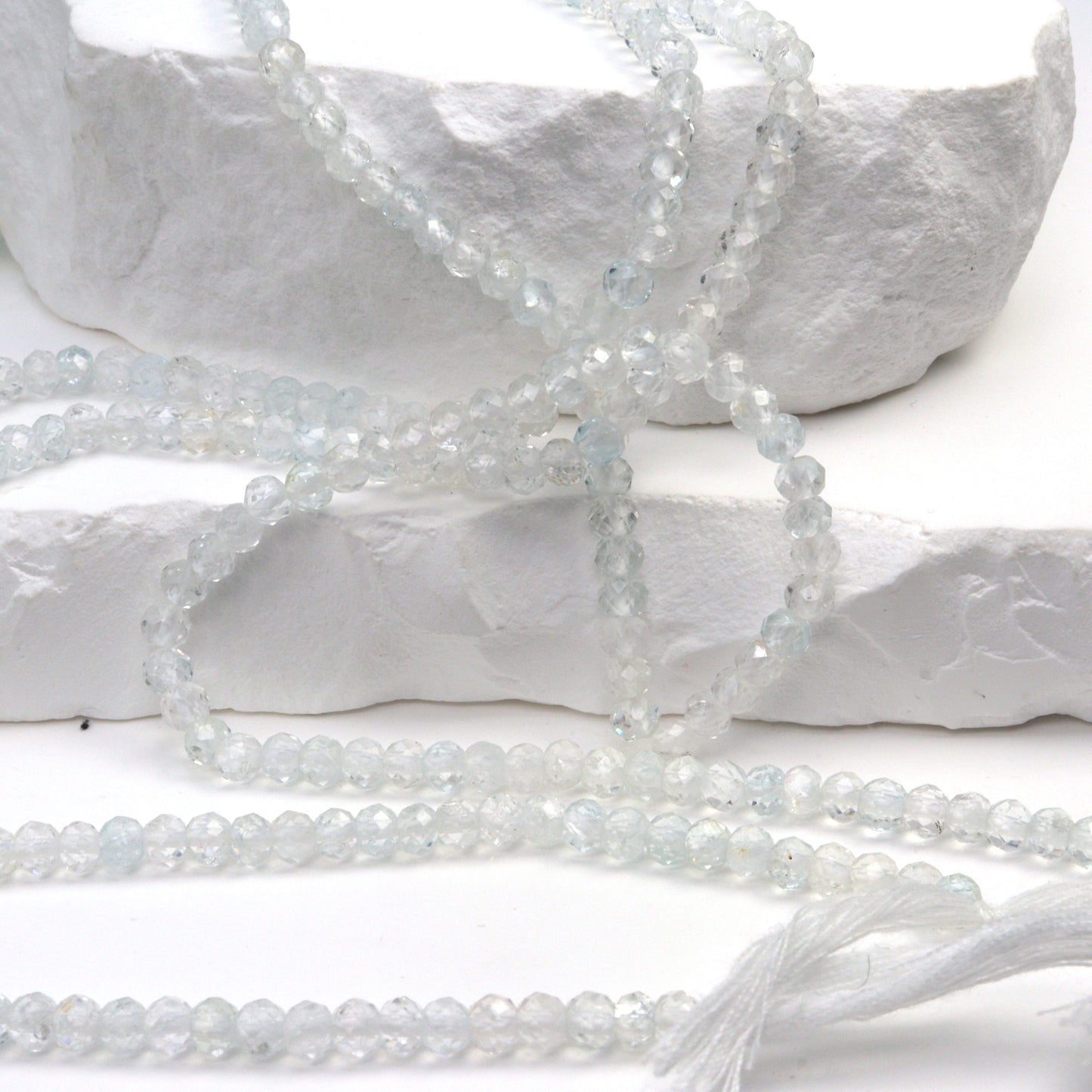 White Topaz 4mm Faceted Rondelles Bead Strand