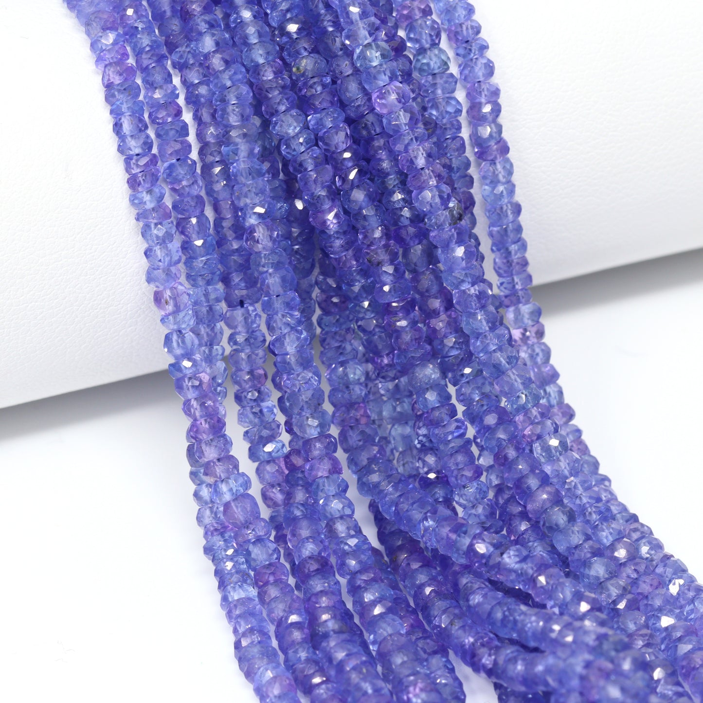 Blue Tanzanite 2.5mm – 4mm Hand Faceted Rondelles Bead Strand