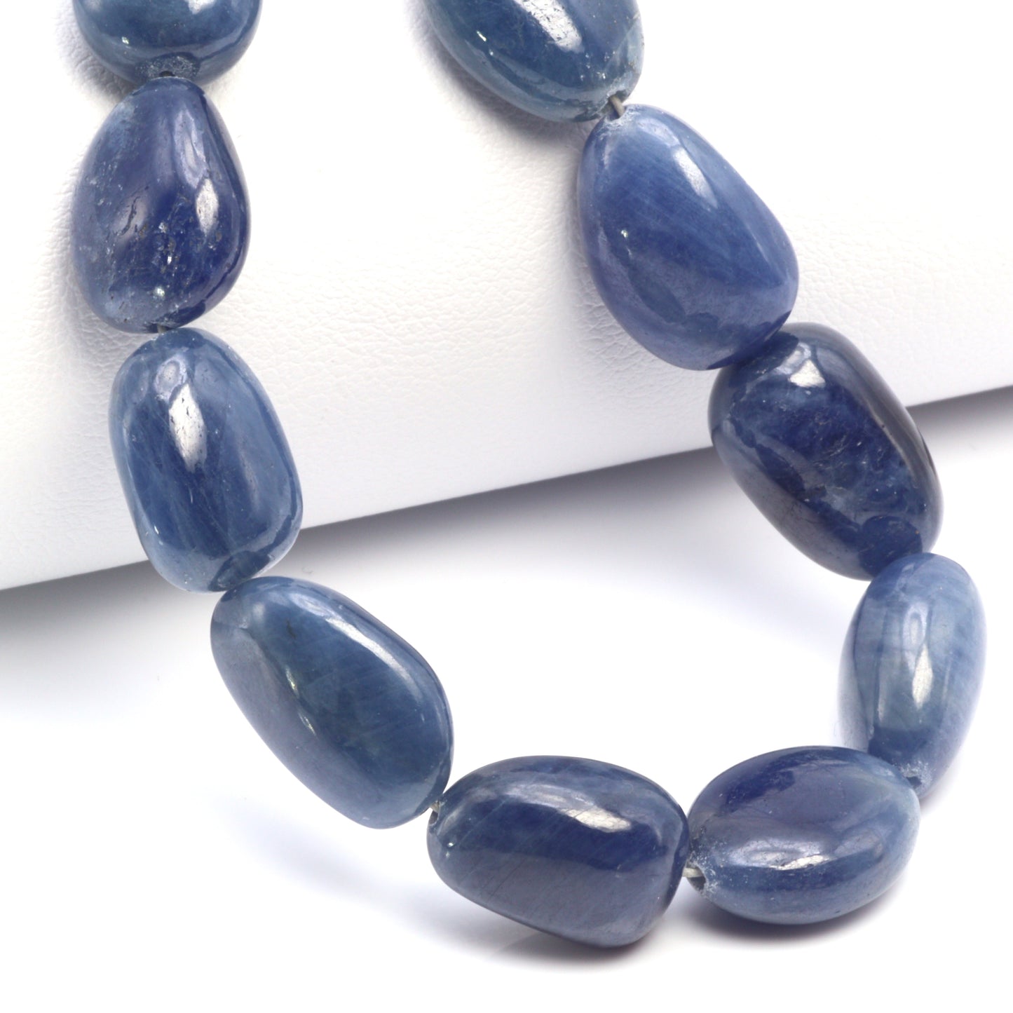 Navy Blue Sapphire 12x8mm Smooth Nuggets Bead Strand
