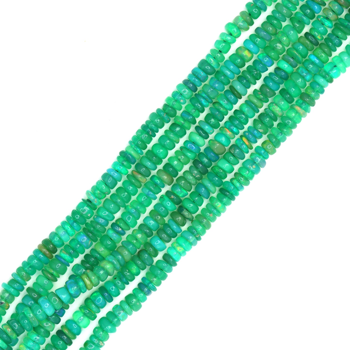 Green Ethiopian Opal 4mm Smooth Rondelles Bead Strand