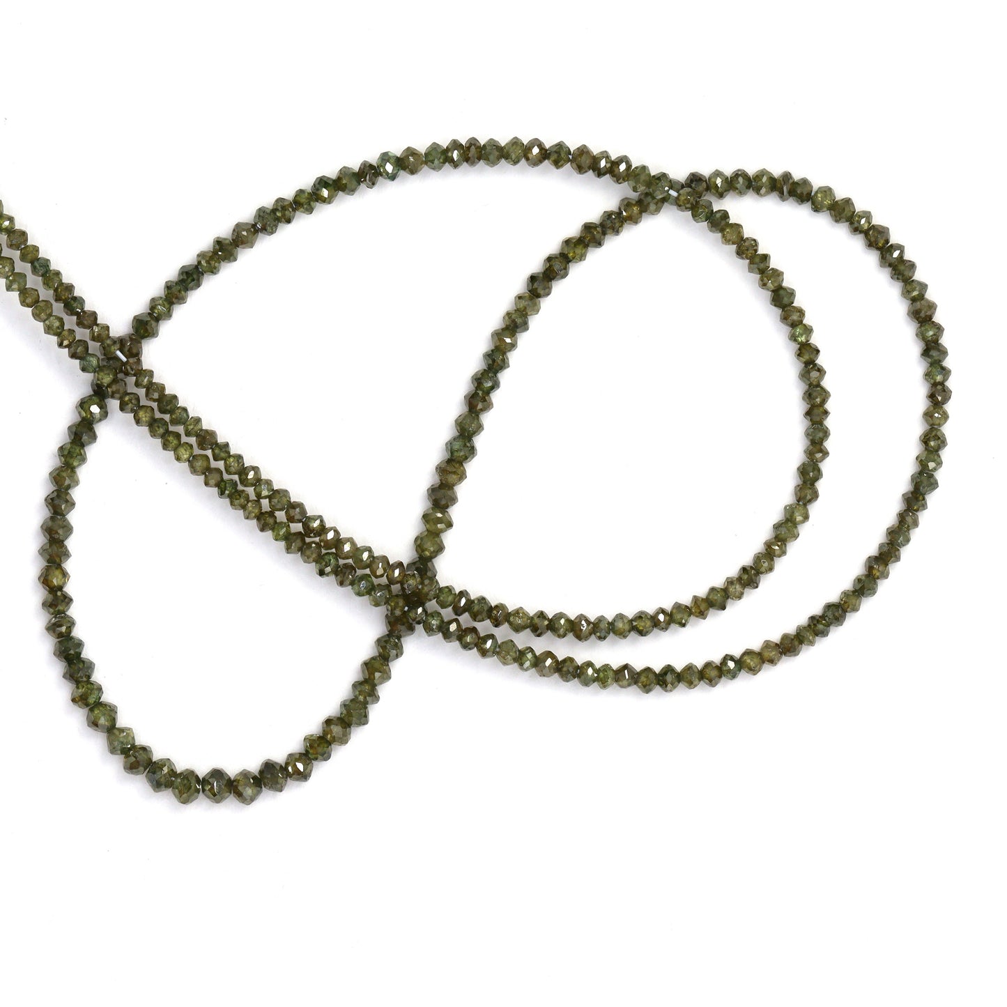 Green Diamond 1.8mm - 2.6mm Hand Faceted Rondelles Bead Strand