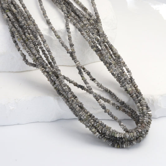Gray Diamond 2.5mm - 3.0mm Hand Faceted Chips Bead Strand