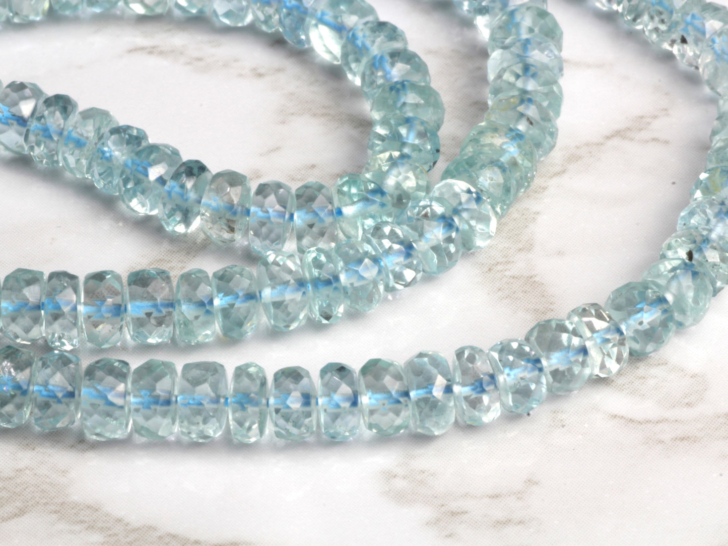 Blue Aquamarine 4.5mm Faceted Rondelles