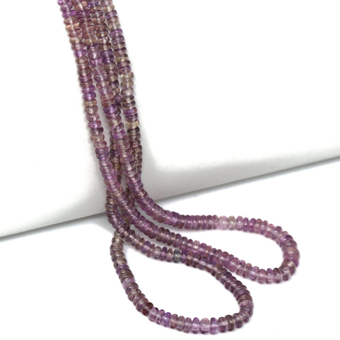 Purple Sapphire 3mm – 4mm Smooth Rondelles Bead Strand