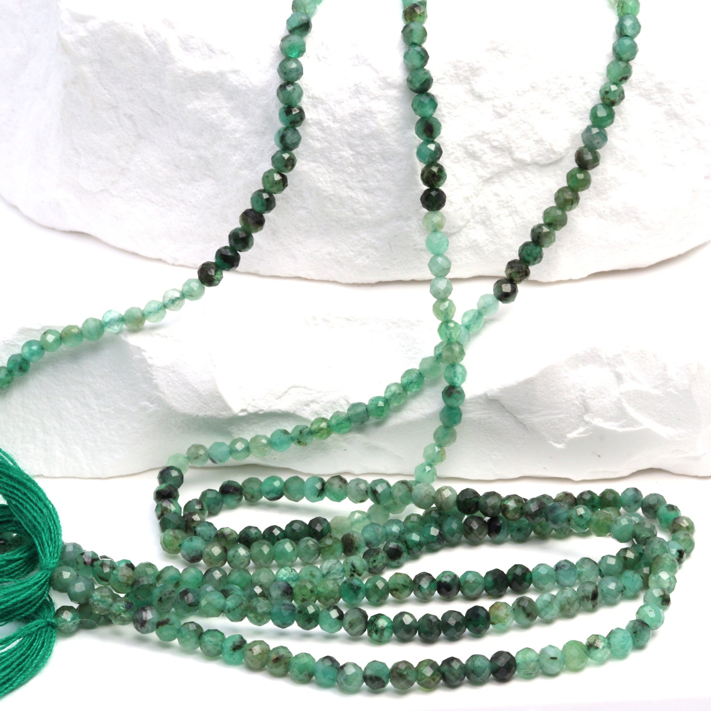 Ombre Sakoda Emerald 2.5mm Faceted Rondelles Bead Strand