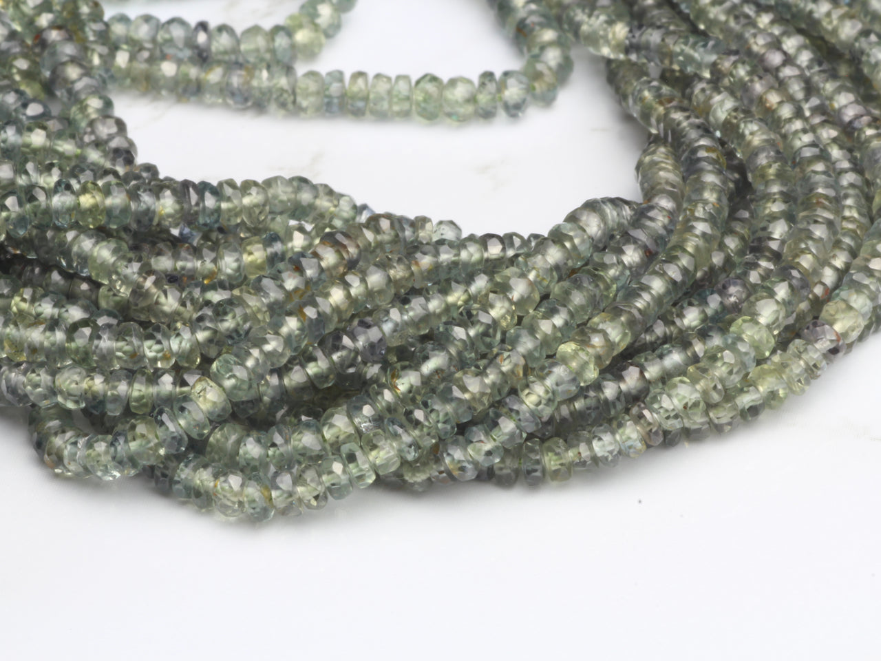 Forest Green Sapphire 3mm Faceted Rondelles