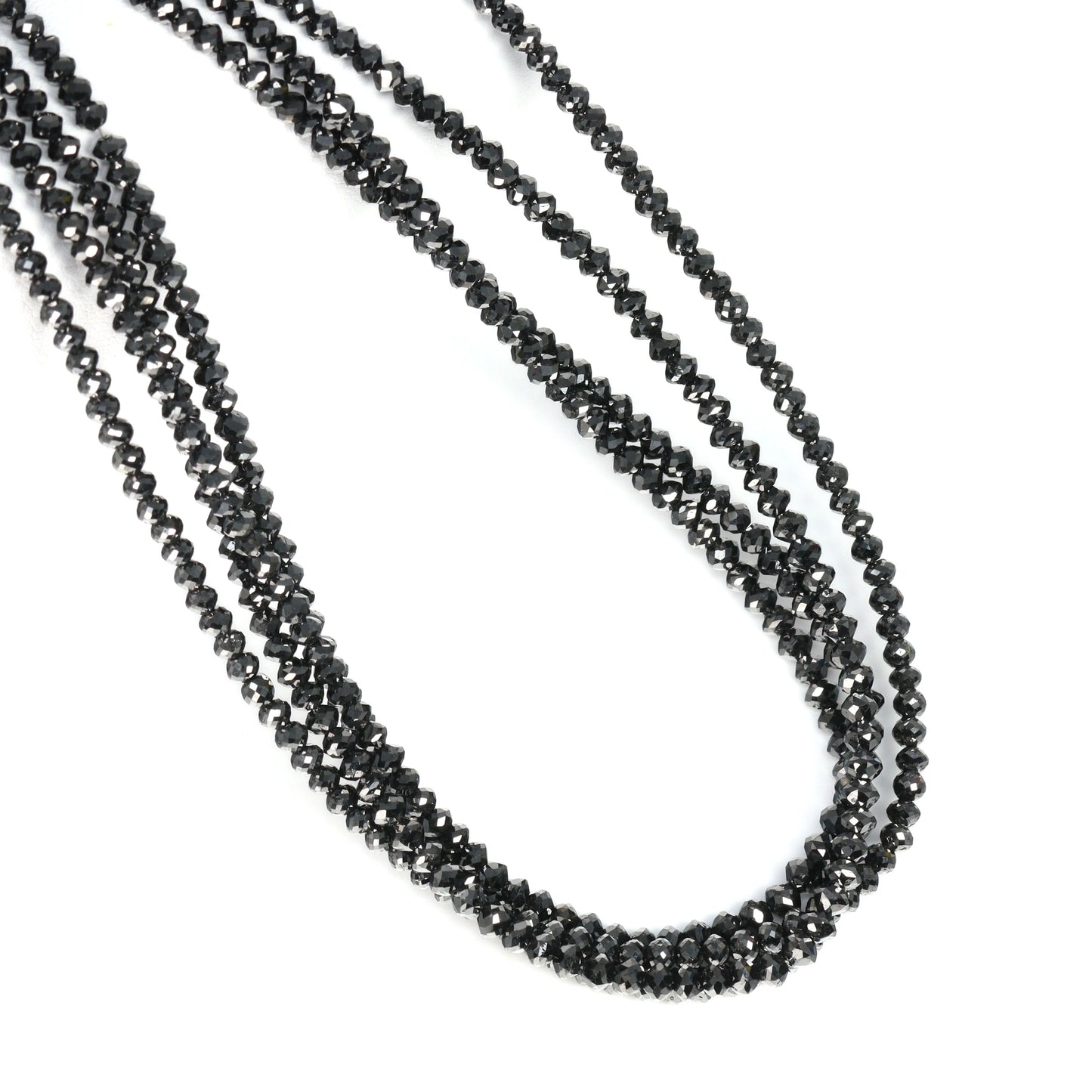 Black Diamond 3mm Hand Faceted Rondelles Bead Strand