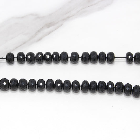 Black Spinel 10mm Faceted Rondelles