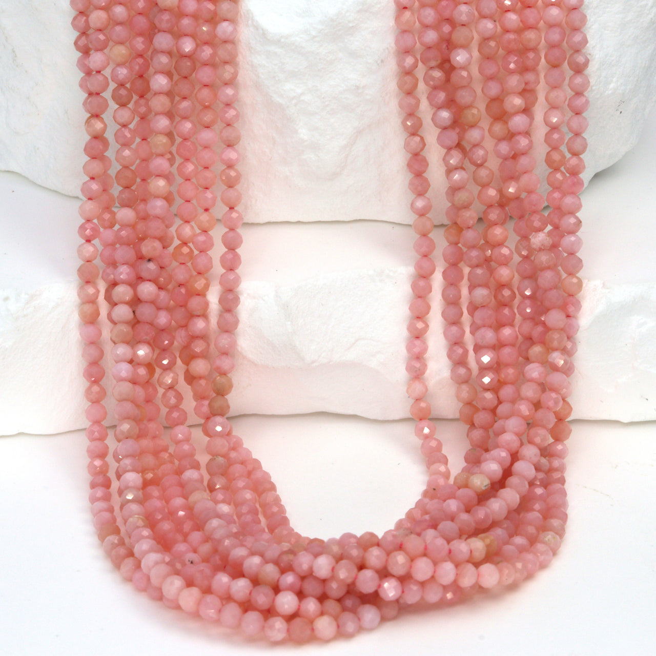 Dark Pink Opal 2.5mm Faceted Rounds Bead Strand