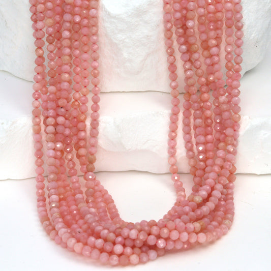 Dark Pink Opal 2.5mm Faceted Rounds Bead Strand