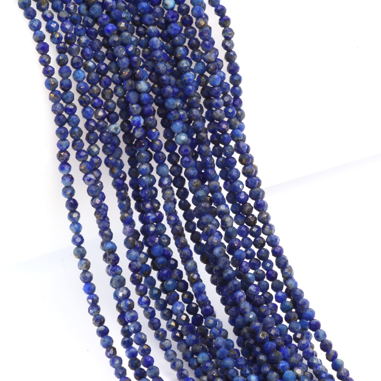 Dark Blue Lapis Lazuli 1.8mm Faceted Rounds Bead Strand