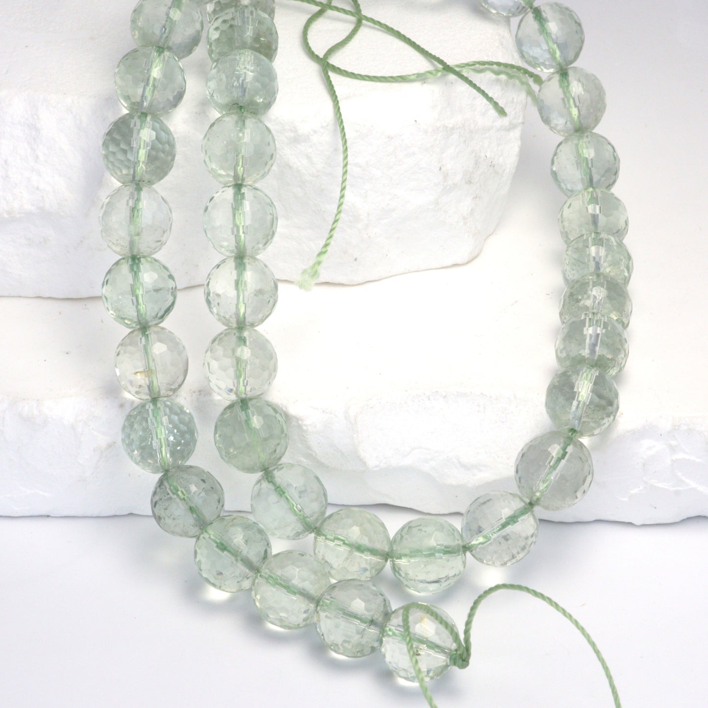 Green Amethyst 10mm Faceted Rounds Bead Strand