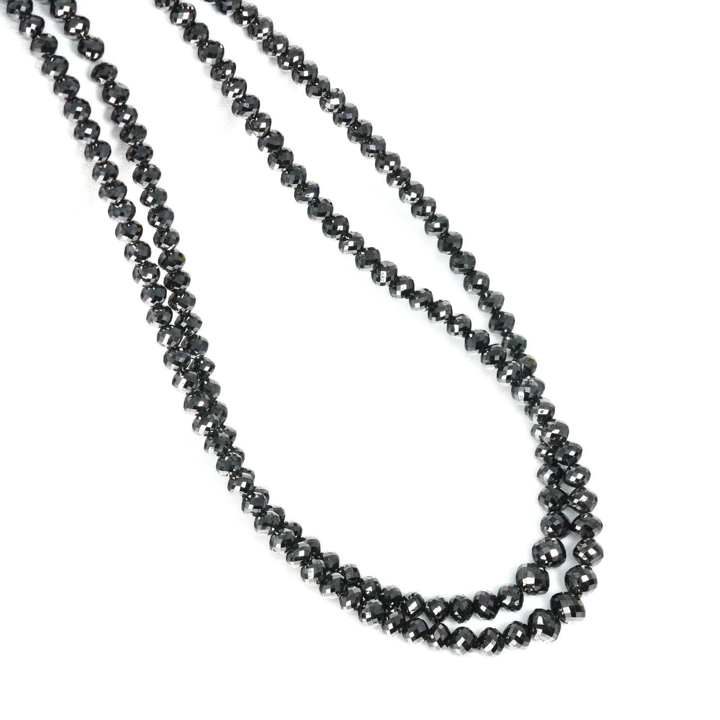 Black Diamond 3mm – 4.5mm Hand Faceted Rondelles Bead Strand