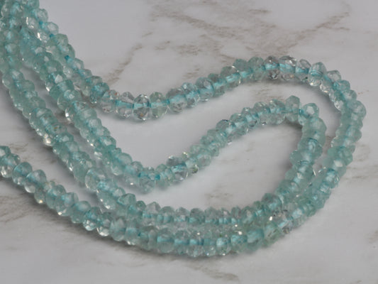 Aquamarine 3mm Faceted Rondelles