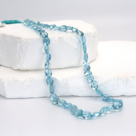 Blue Aquamarine 7x5mm - 8x6mm Smooth Ovals Bead Strand