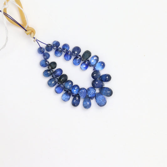 Royal Blue Sapphire 5x3mm Faceted Teardrop Briolettes Bead Strand