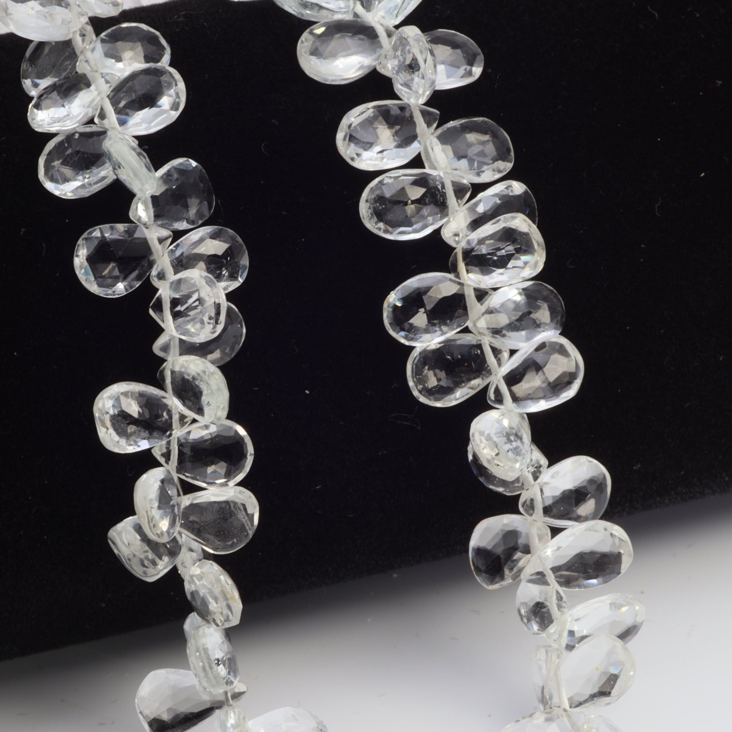 White Topaz 8x5mm Faceted Pear Shaped Briolettes