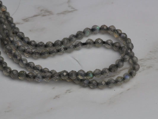 Blue Labradorite 2mm Faceted Rondelles