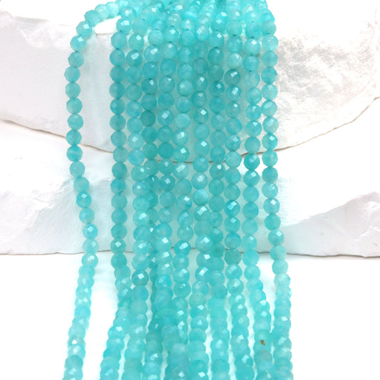Blue Amazonite 3.5mm Faceted Rounds Bead Strand