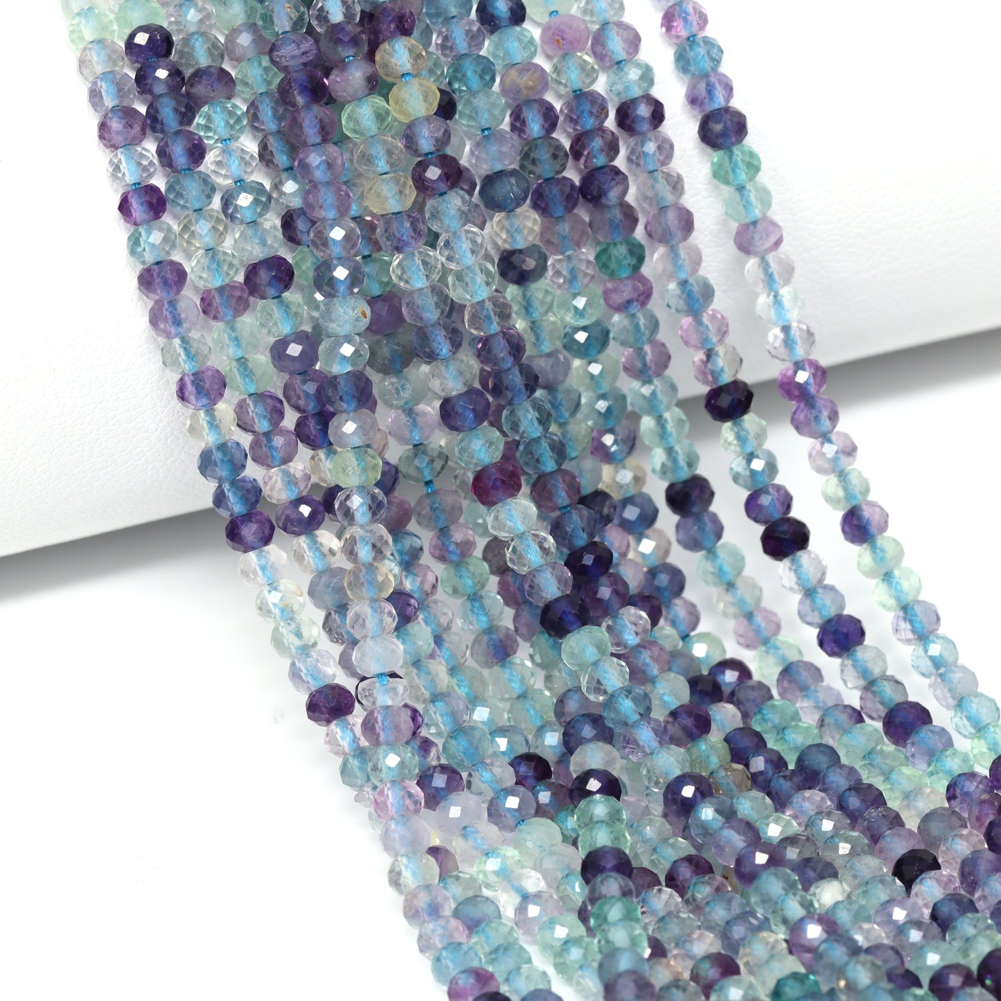 Blue Fluorite 3.5mm Faceted Rondelles Bead Strand