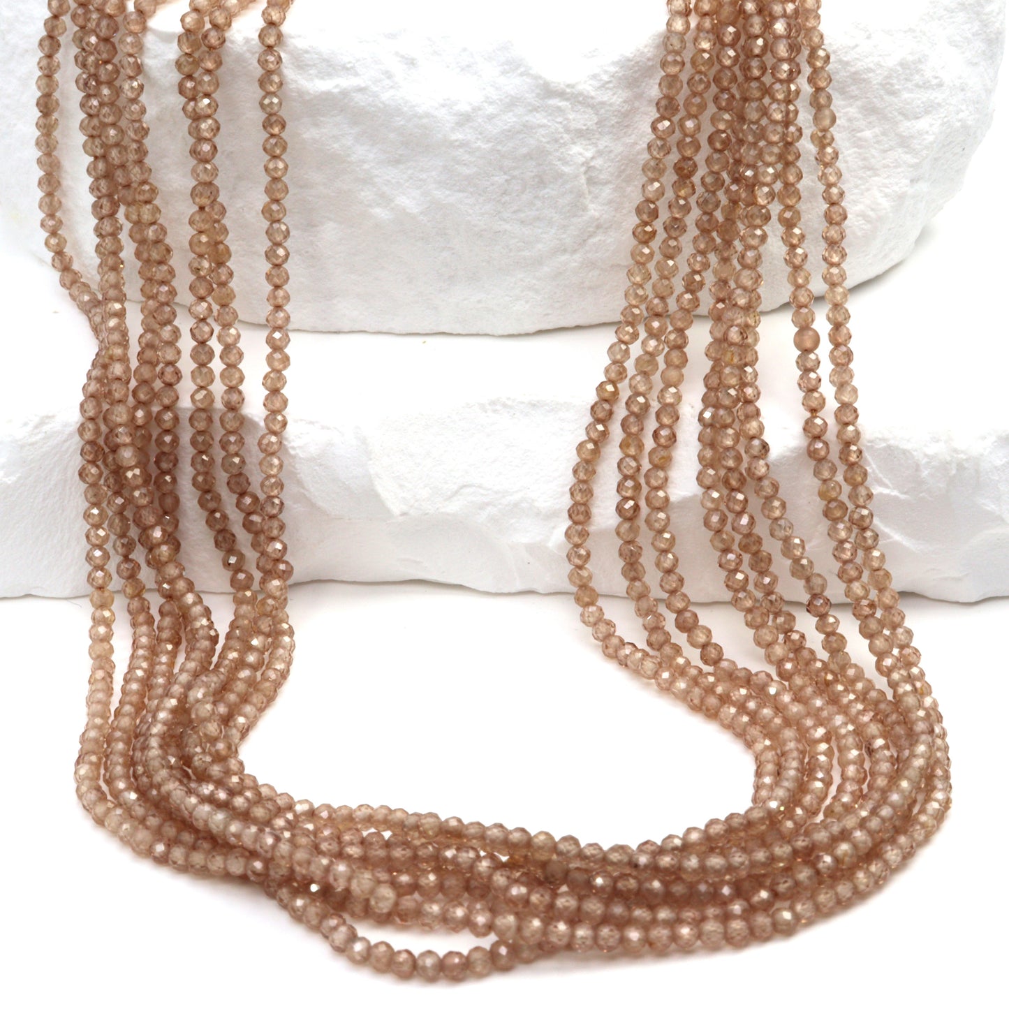 Brown Zircon 2mm Faceted Rounds Bead Strand
