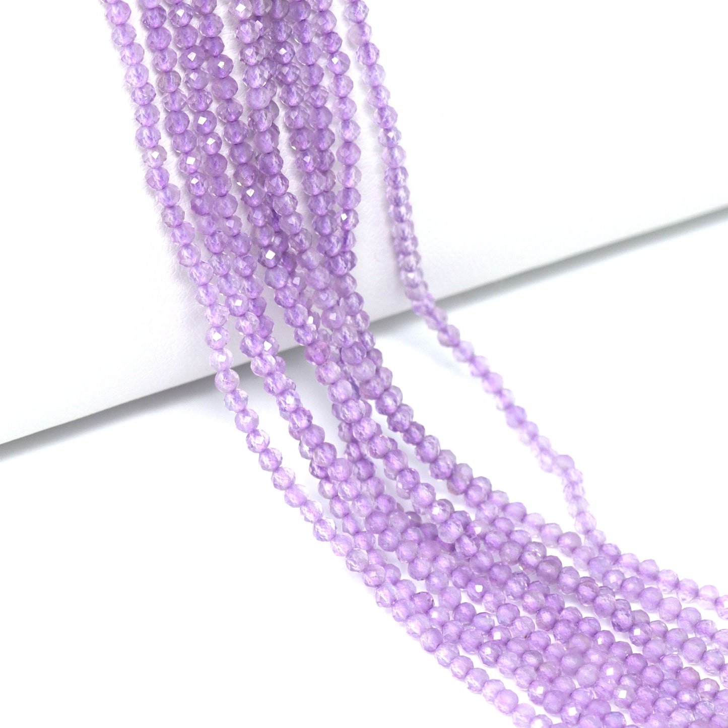 Pink Amethyst 2mm Faceted Rounds Bead Strand