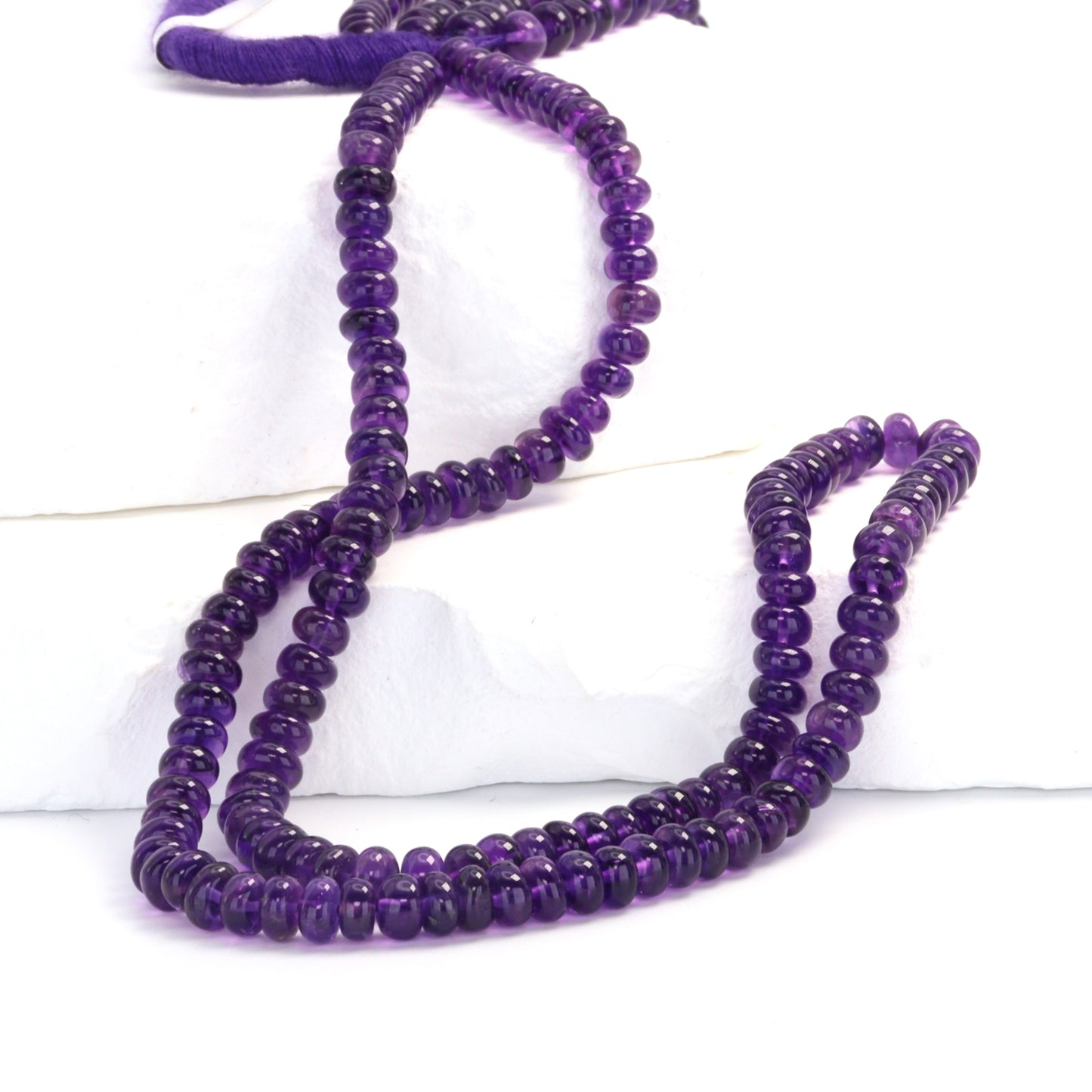 Purple Amethyst 4.5mm Smooth Rondelles