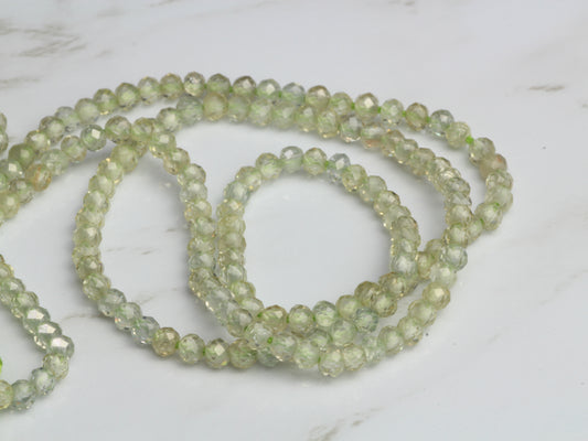 Light Green Zircon 2mm Faceted Rondelles