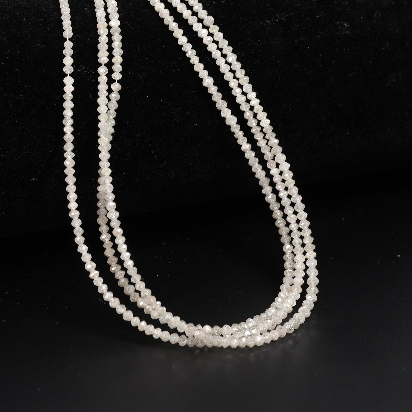 Gray Diamond 1.9mm – 2.6mm Hand Faceted Rondelles Bead Strand