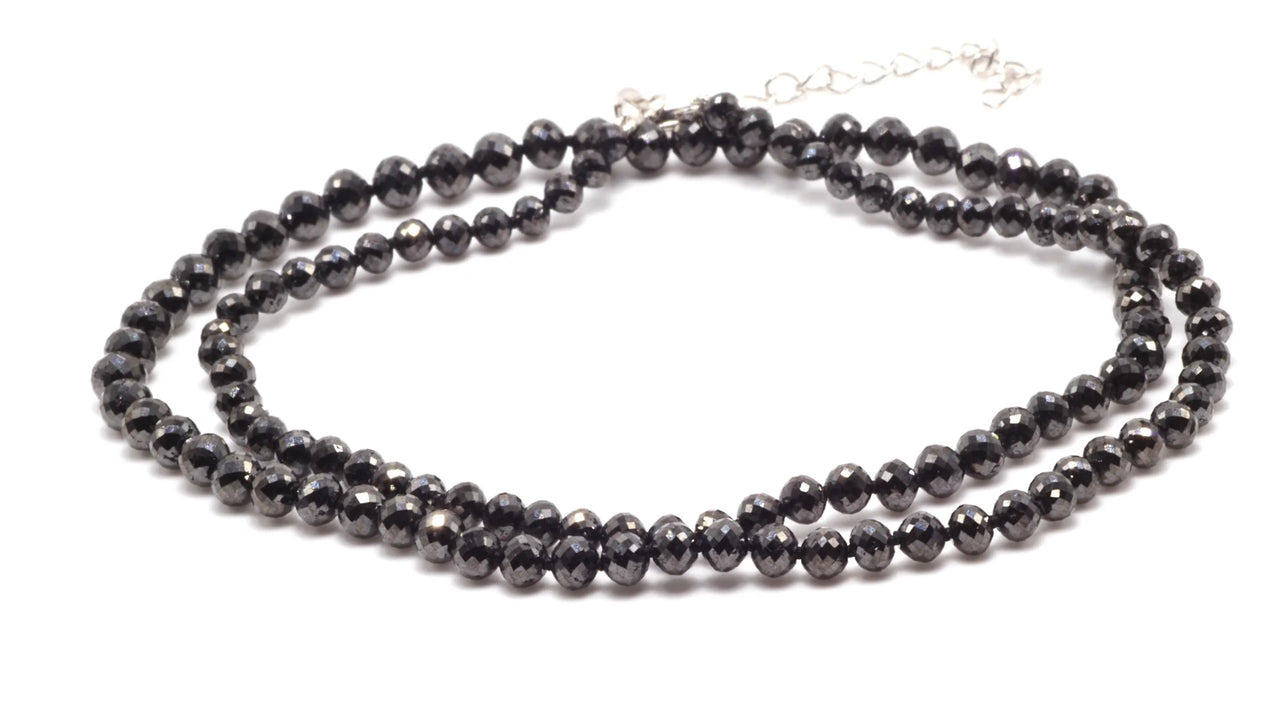 18k Black Diamond Knotted Bead Necklace (~40ct)