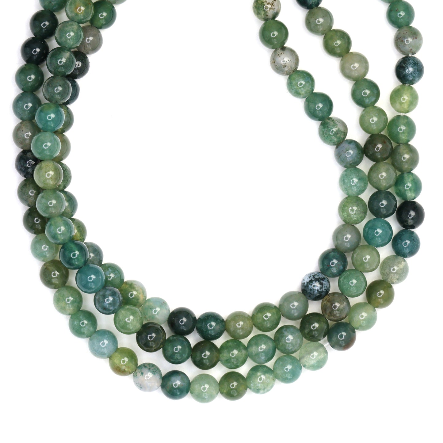 Green Moss Agate 4mm Smooth Rounds Bead Strand