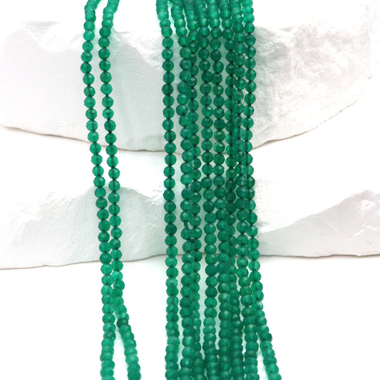 Green Onyx 2.5mm Faceted Rounds Bead Strand