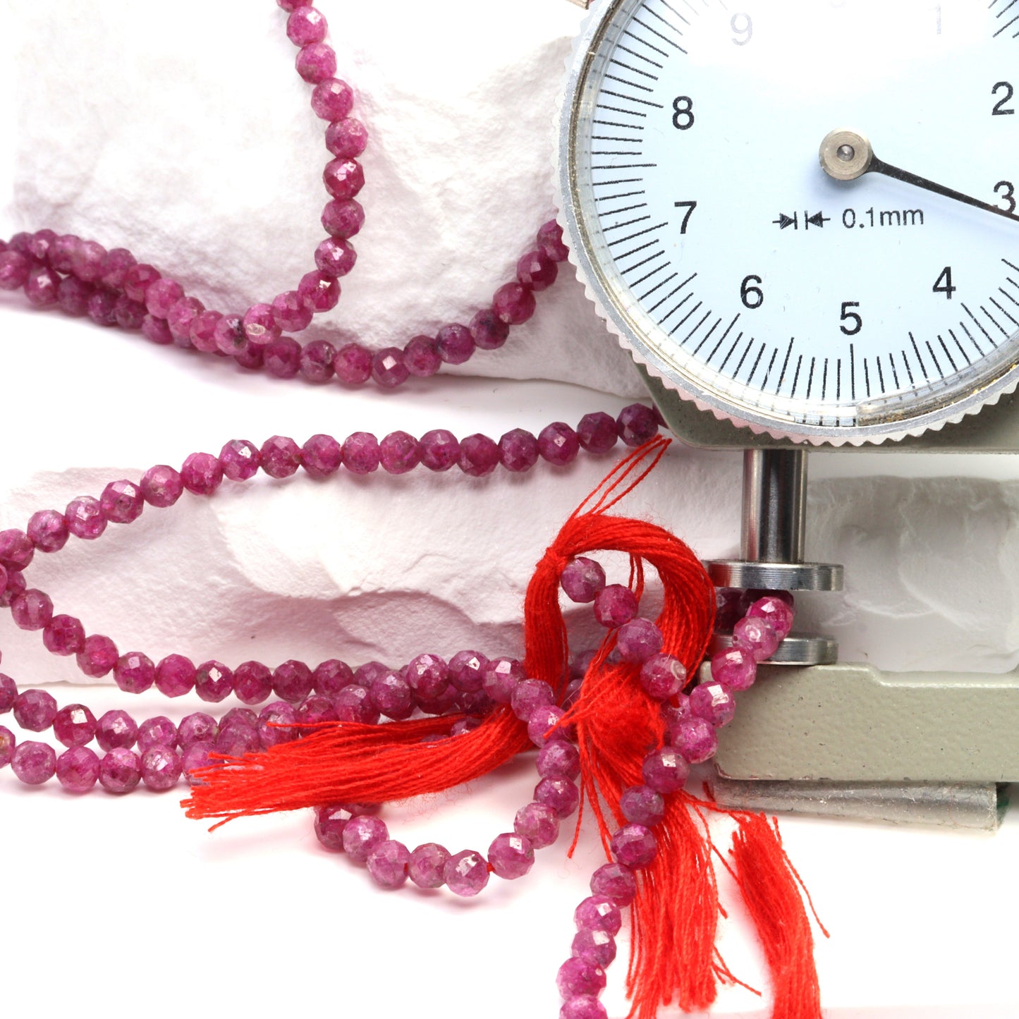 Red Ruby 3mm Faceted Rounds Bead Strand