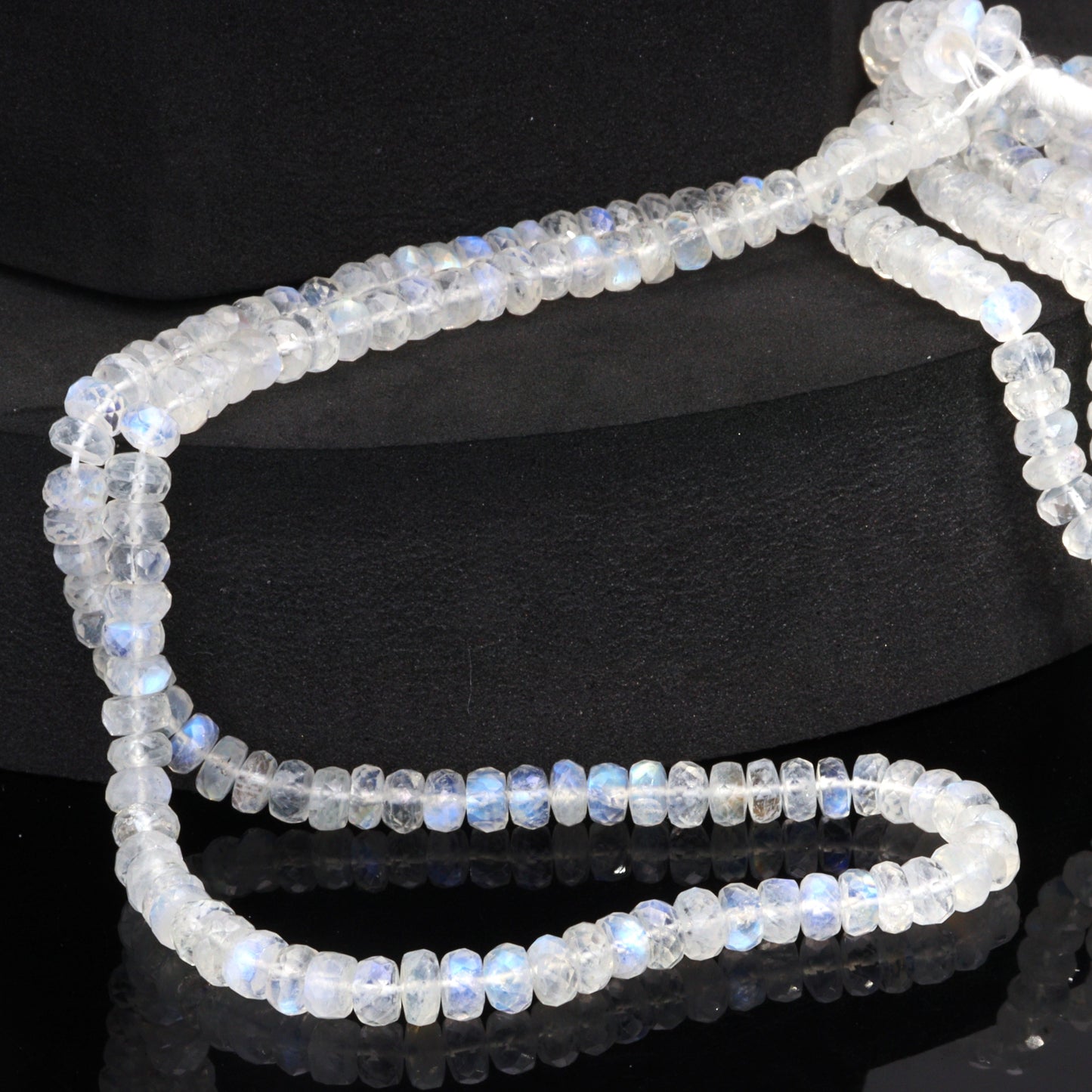 Blue Rainbow Moonstone 5mm Faceted Rondelles Bead Strand