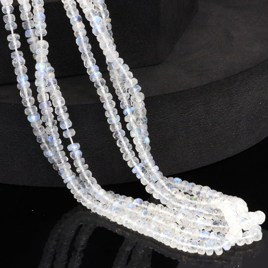 Blue Rainbow Moonstone 4mm Faceted Rondelles
