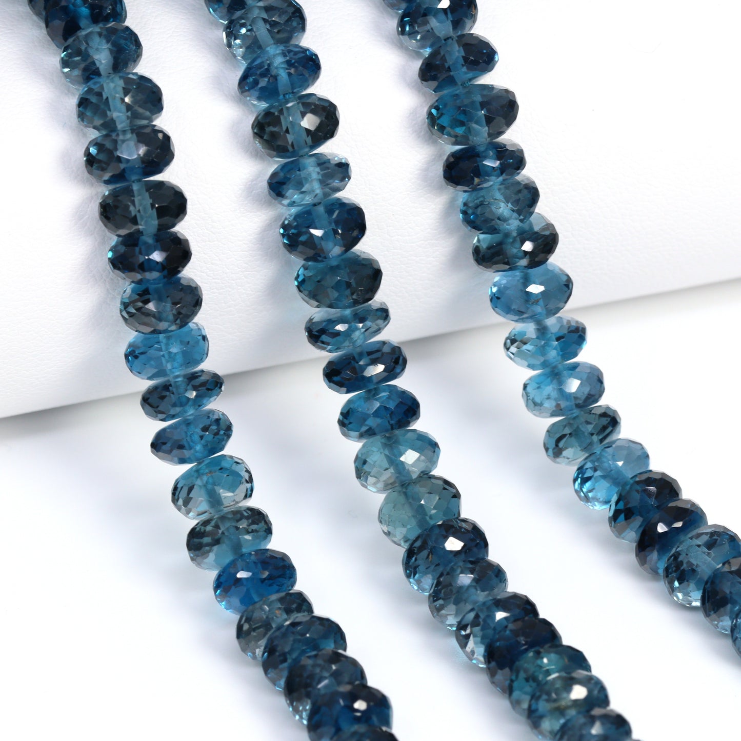 London Blue Topaz 8mm Faceted Rondelles Bead Strand