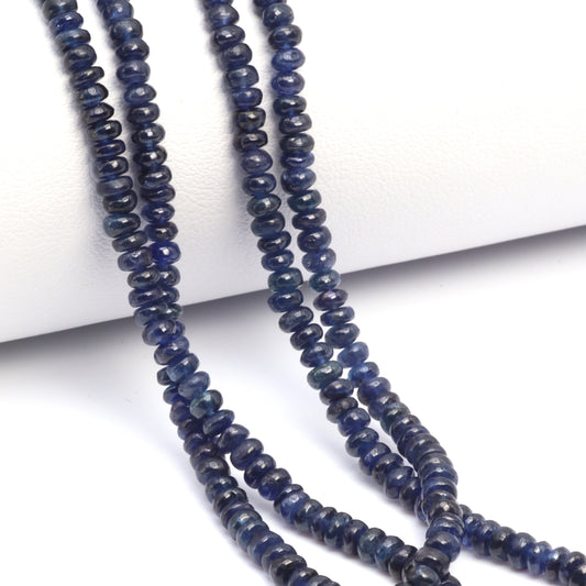 Navy Blue Sapphire 3.5mm Smooth Rondelles Bead Strand