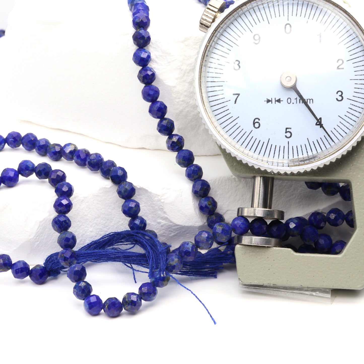 Royal Blue Lapis Lazuli 4mm Faceted Rounds Bead Strand