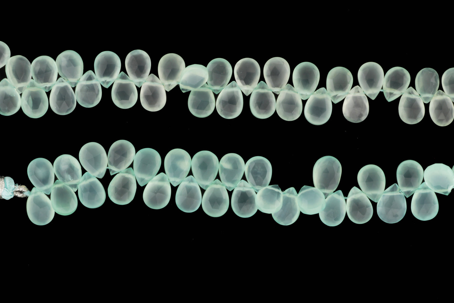 Aqua Chalcedony 9x7mm Faceted Pear Shaped Briolettes